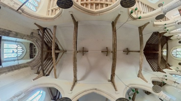 Andy Marshall on Twitter: "The roof has it all. Pano shot of the crown post timbers at St. Dunston, Snargate in the Romney Marsh, Kent. "