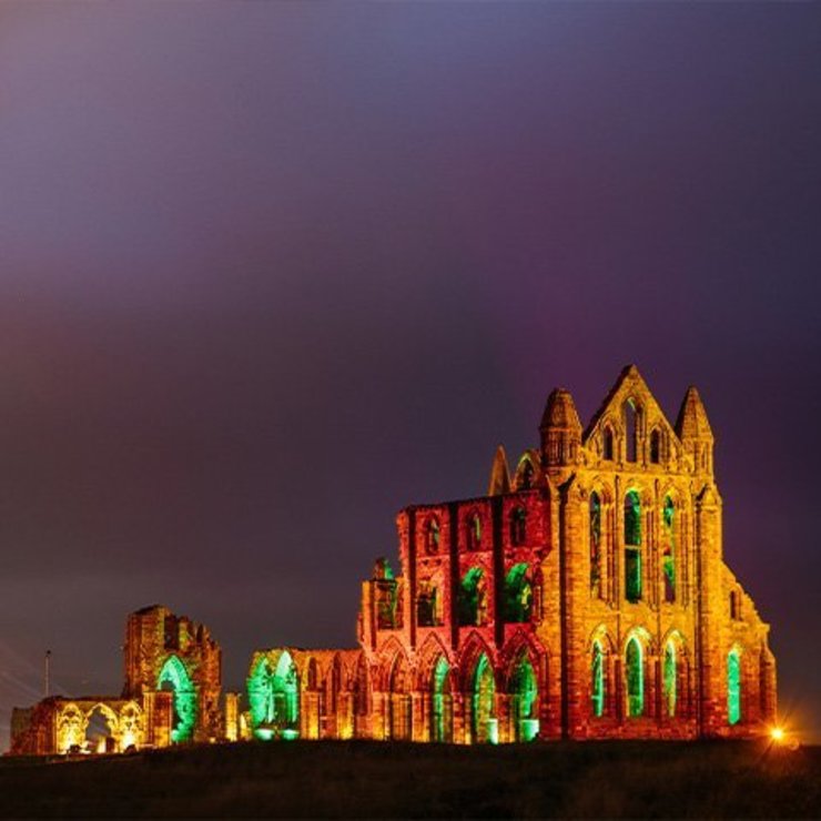 Illuminated Abbey at Whitby Abbey | English Heritage