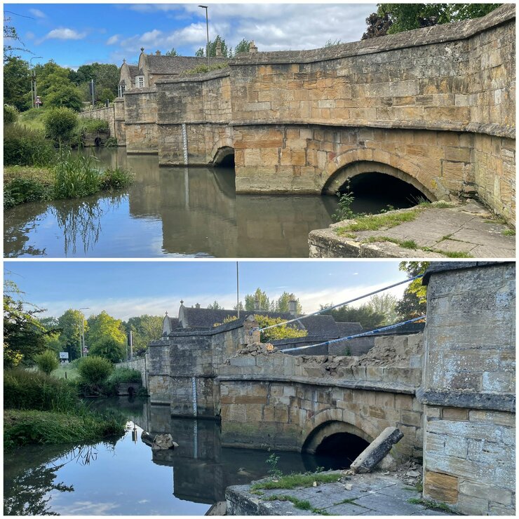Andy Marshall 📸 on Twitter: "What a difference a day makes. Filming and photography in Burford at the mo. Photographed the ancient bridge at Burford yesterday. Come back for first light and part of the bridge is gone. Seems like a car accident. #Burford https://t.co/zXSq6R8C1J" / Twitter