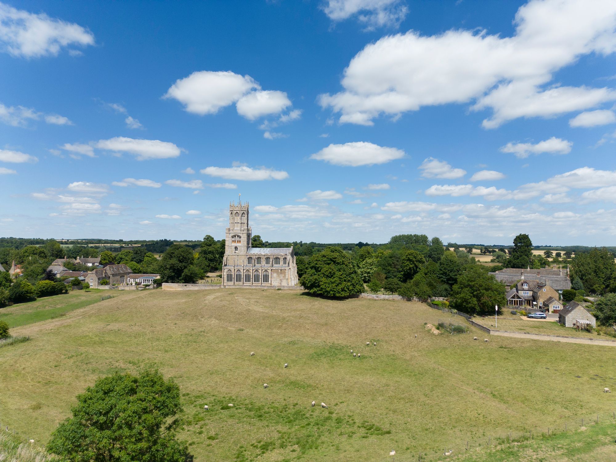 Aerial video of St. Mary and All Saints, Fotheringhay