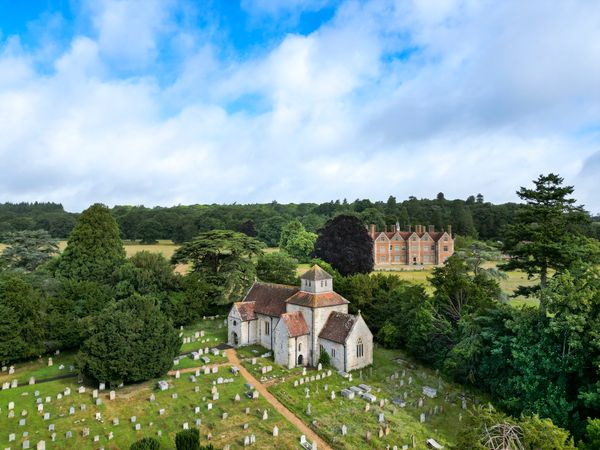 Aerial Video of St. Mary's church, Breamore, Hampshire