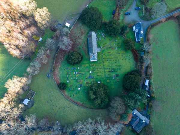 Aerial Video of St. Melangell, Powys, Wales.